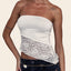 Lace Flower Irregular Bandeau Strapless