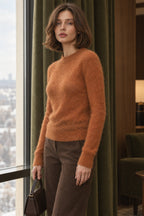 Sheer Blend Round Neck Knit Top