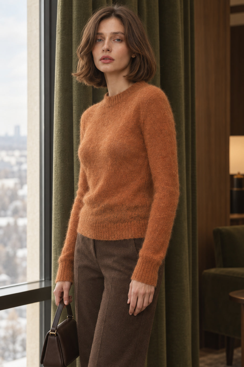 Sheer Blend Round Neck Knit Top