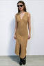 Sleeveless Scoop Neck Solid Midi Dress