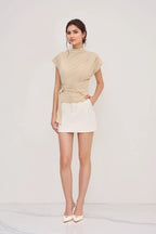 Elegant Cinched Mock Neck T-Shirt