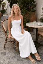 U-Neck Pleated Sundress Midi Dress