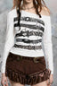 Vintage Collage Off Shoulder Long Sleeve T-Shirt
