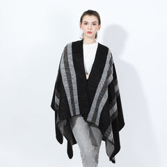Fashionable Jacquard Silk Imitation-cashmere Split Cape Scarf