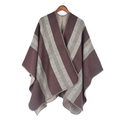 Fashionable Jacquard Silk Imitation-cashmere Split Cape Scarf