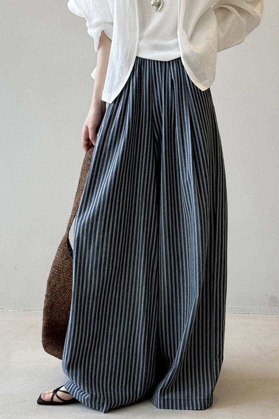 Striped High Waisted Wide Leg Straight Pants Main image