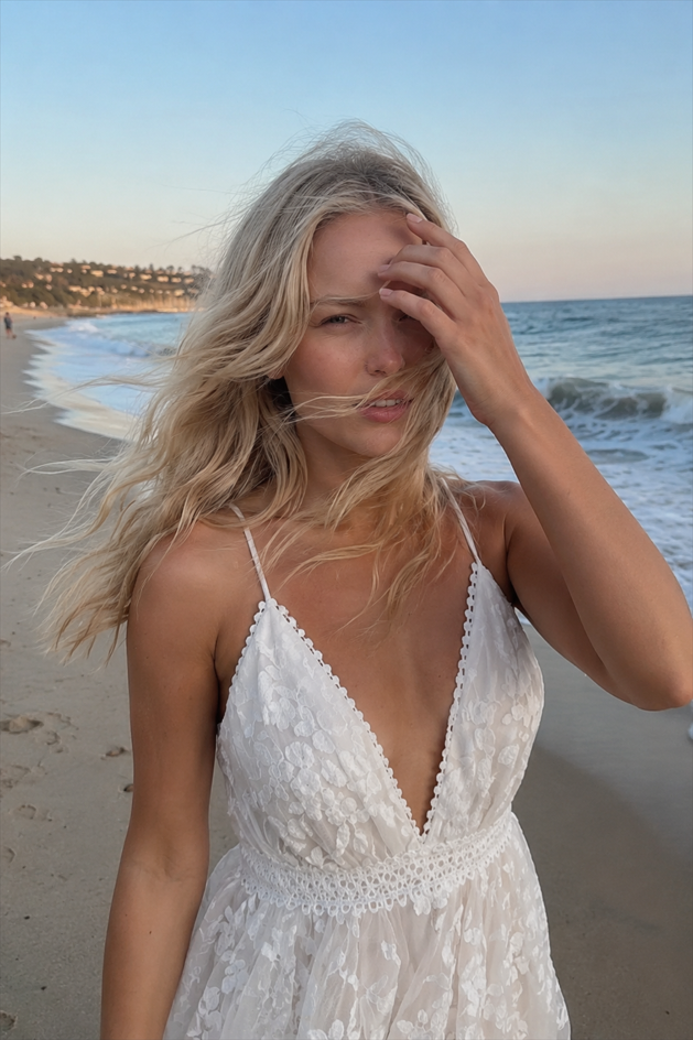 Lace Mesh Backless Boho Dress Main image