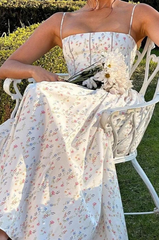 Pleated Spaghetti Strap Floral Dress Secondary image