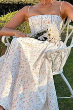 Pleated Spaghetti Strap Floral Dress