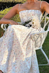 Pleated Spaghetti Strap Floral Dress