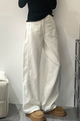 Curved Hem Straight Leg Wide Leg Jeans