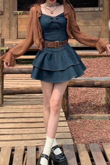 Short Strappy Denim Dress Secondary image