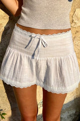 Lace Trim Bow Detail A-Line Skirt