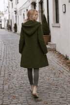 Mid-Length Fuzzy Lapel Coat