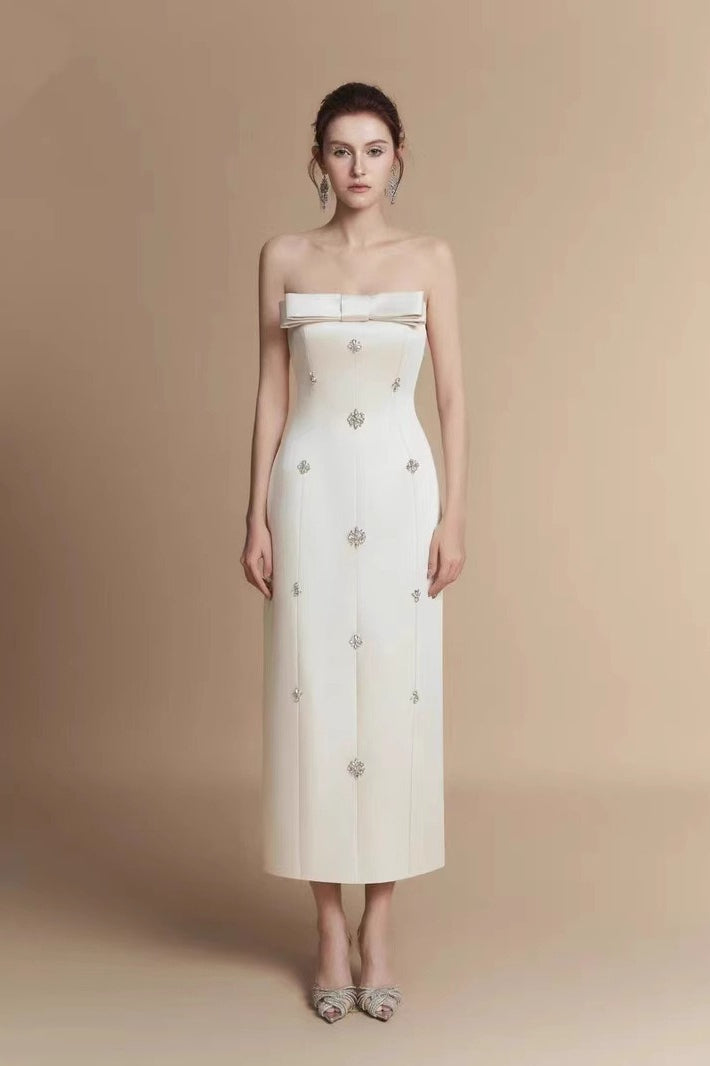 Beaded Bow Strapless Reception Dress Main image