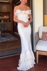 Sexy Ruffled Backless Spaghetti Strap Formal Dress