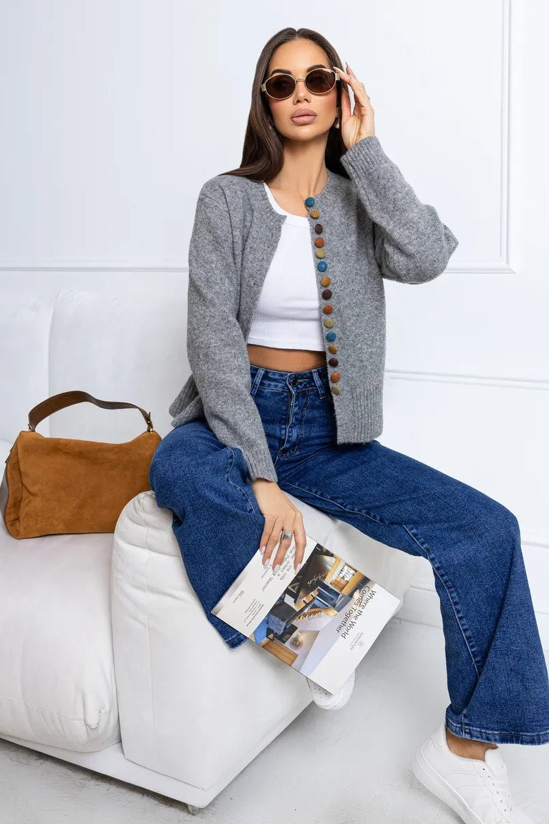 Color Button Knit Cardigan Sweater Secondary image