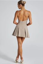 Simple Solid Sleeveless Loose Fit Ruched Waist Cocktail Dress