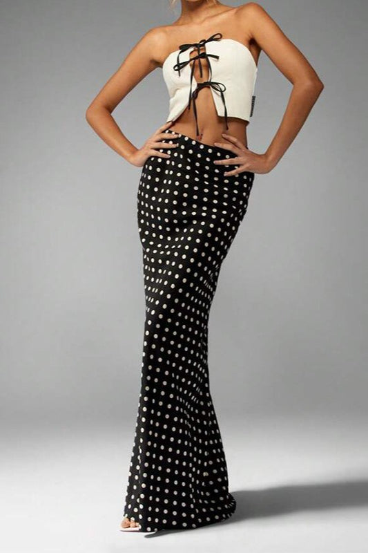 Polka Dot Pencil Slim Maxi Skirt Main image