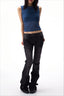Double Button Charcoal Low Rise Flare Jeans