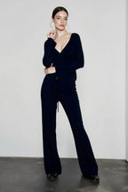 V Neck Tie Waist Two-Piece Set