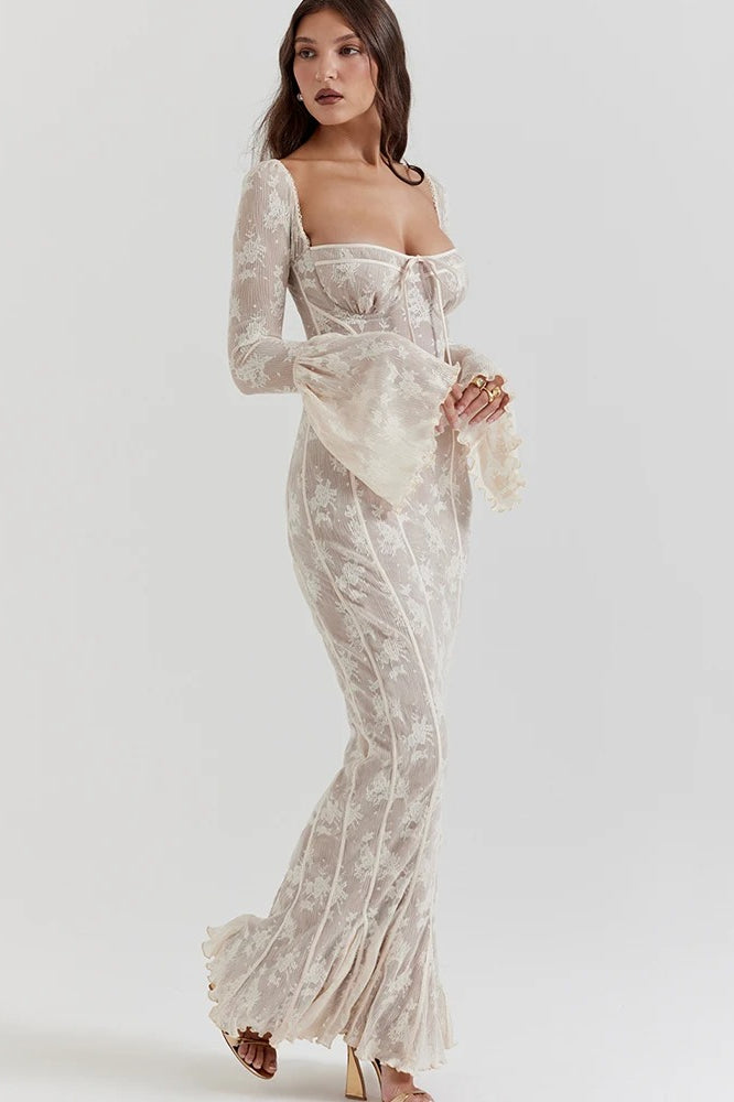 Square Collar Long Sleeve Maxi Dress Secondary image