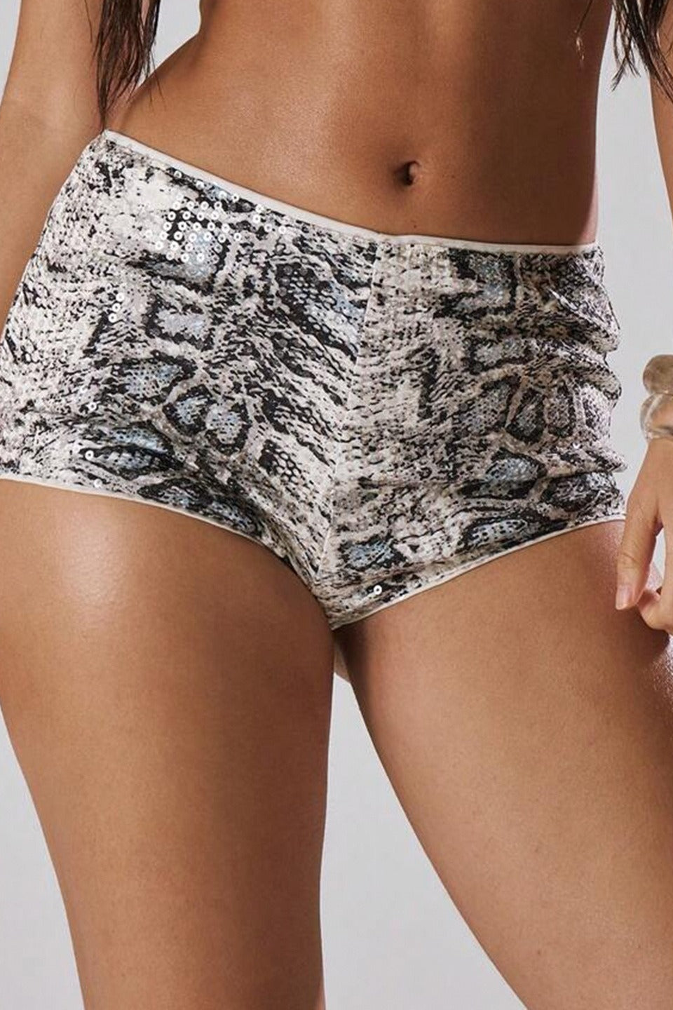 Vintage Reptile Embellished Bodycon Shorts Secondary image