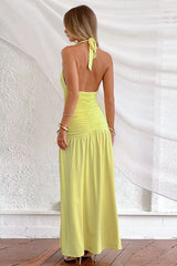 Halter Neck Slit Maxi Birthday Dress