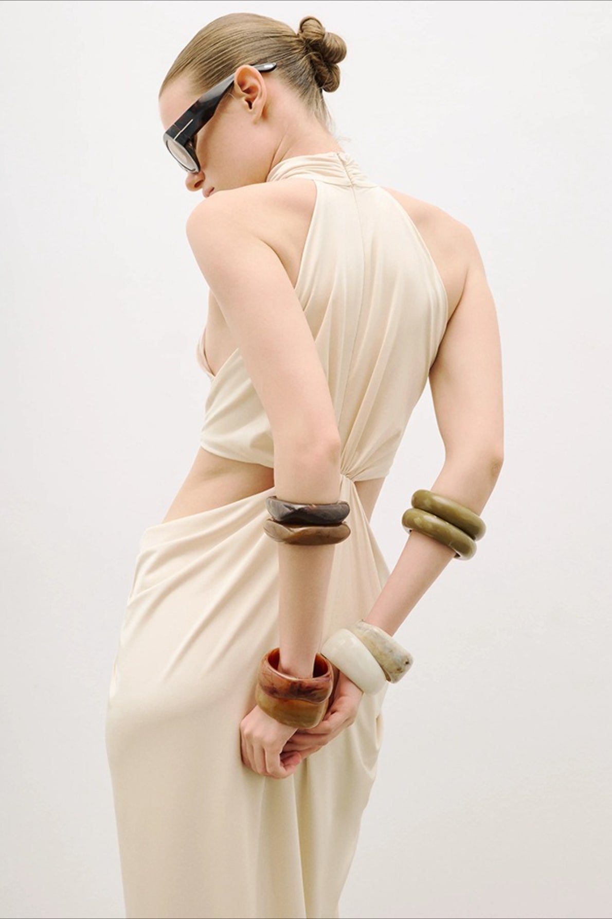 High Neck Twist Front Cut Out Reception Dress Secondary image