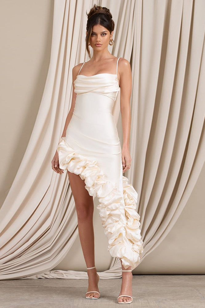 Ruffle Hem Asymmetric Reception Dress Secondary image
