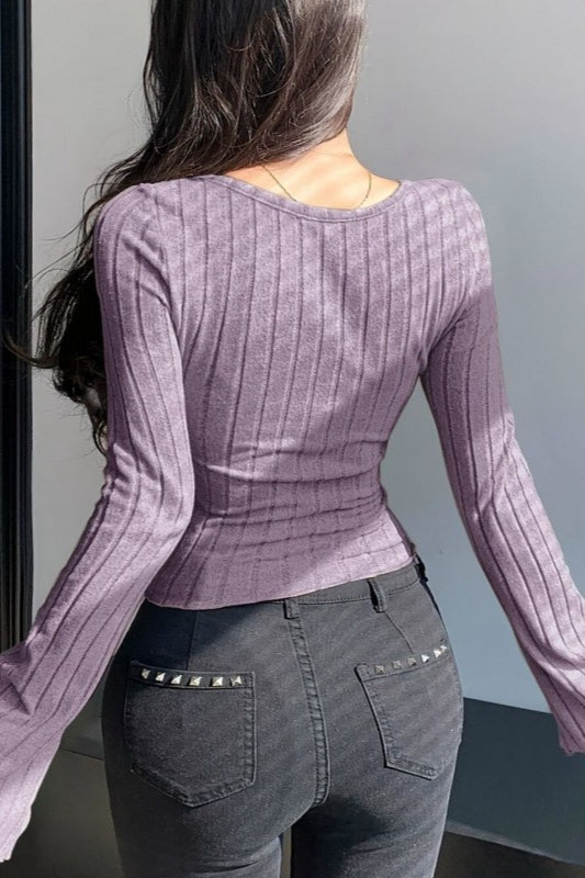 Wide Neck Slim Fit Knit Sweater Secondary image
