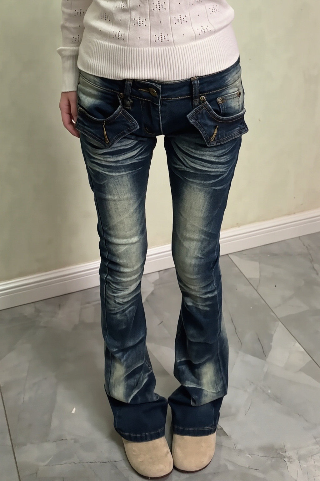 Vintage Fade Low Rise Bootcut Jeans