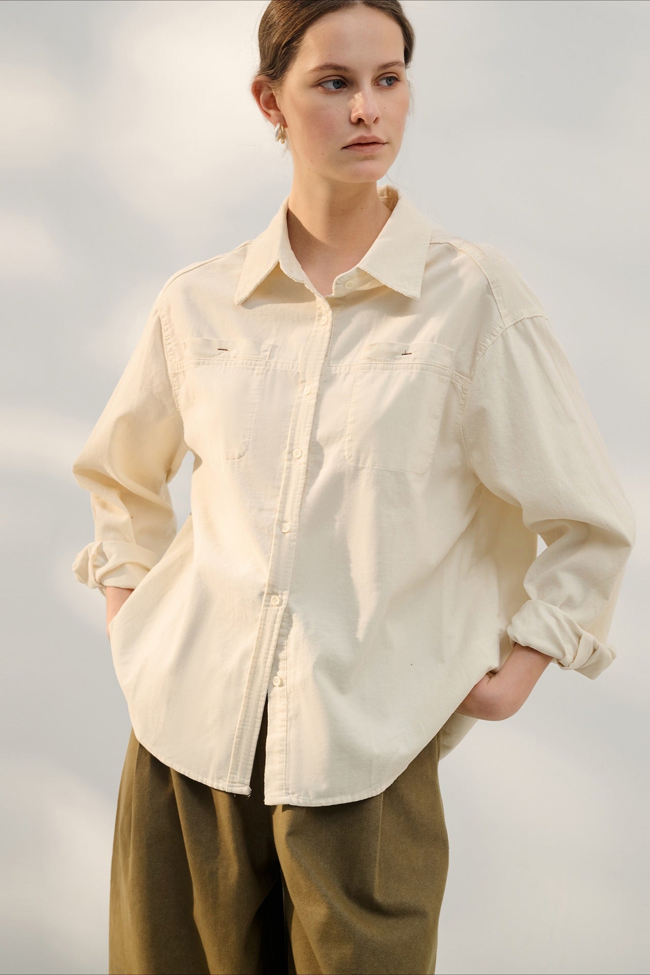 Retro Corduroy Collared Blouse Main image