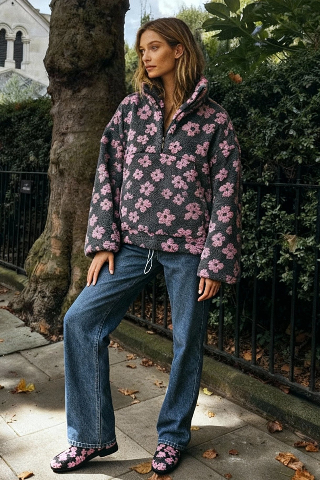 Floral Fleece Warm Fuzzy Sweatshirt Secondary image