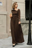Asymmetric Neck Ruched Waist Flowing Maxi Dress