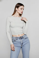 DressBetty - 2024 Basic Round Neck Long Sleeve Pullover Tee