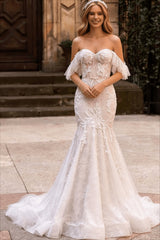 Vintage Lace Fit Flare Wedding Dress