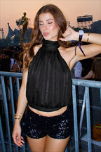 Backless Tie Bandeau Fitted Crop Top