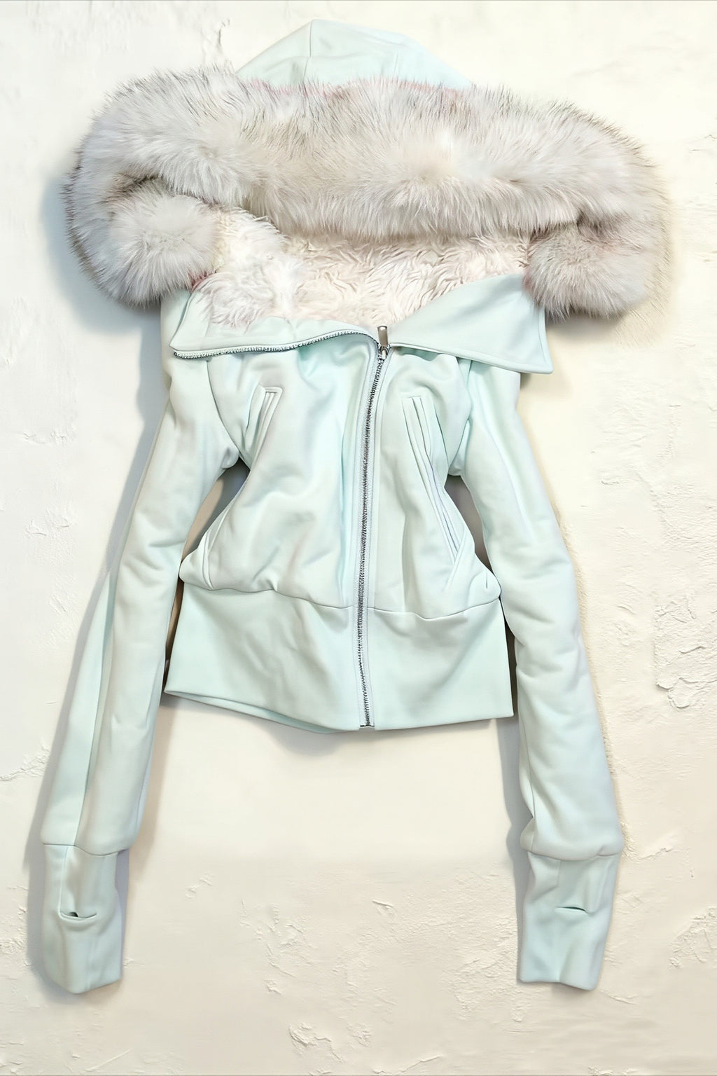 Pastel Fur Trim Corset Zip Hoodie