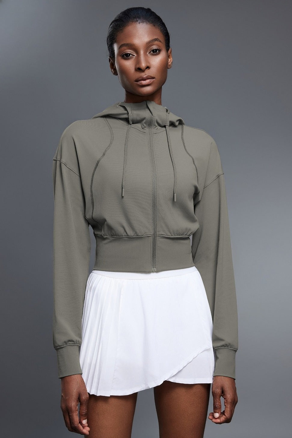 Cropped Waist Tie Active Zip Hoodie Secondary image