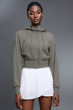 Cropped Waist Tie Active Zip Hoodie