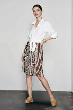 Natural Linen Leaf Vacation Skirt