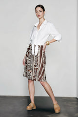 Natural Linen Leaf Vacation Skirt