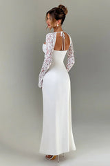 Plunge Neckline Lace Slit Party Dress