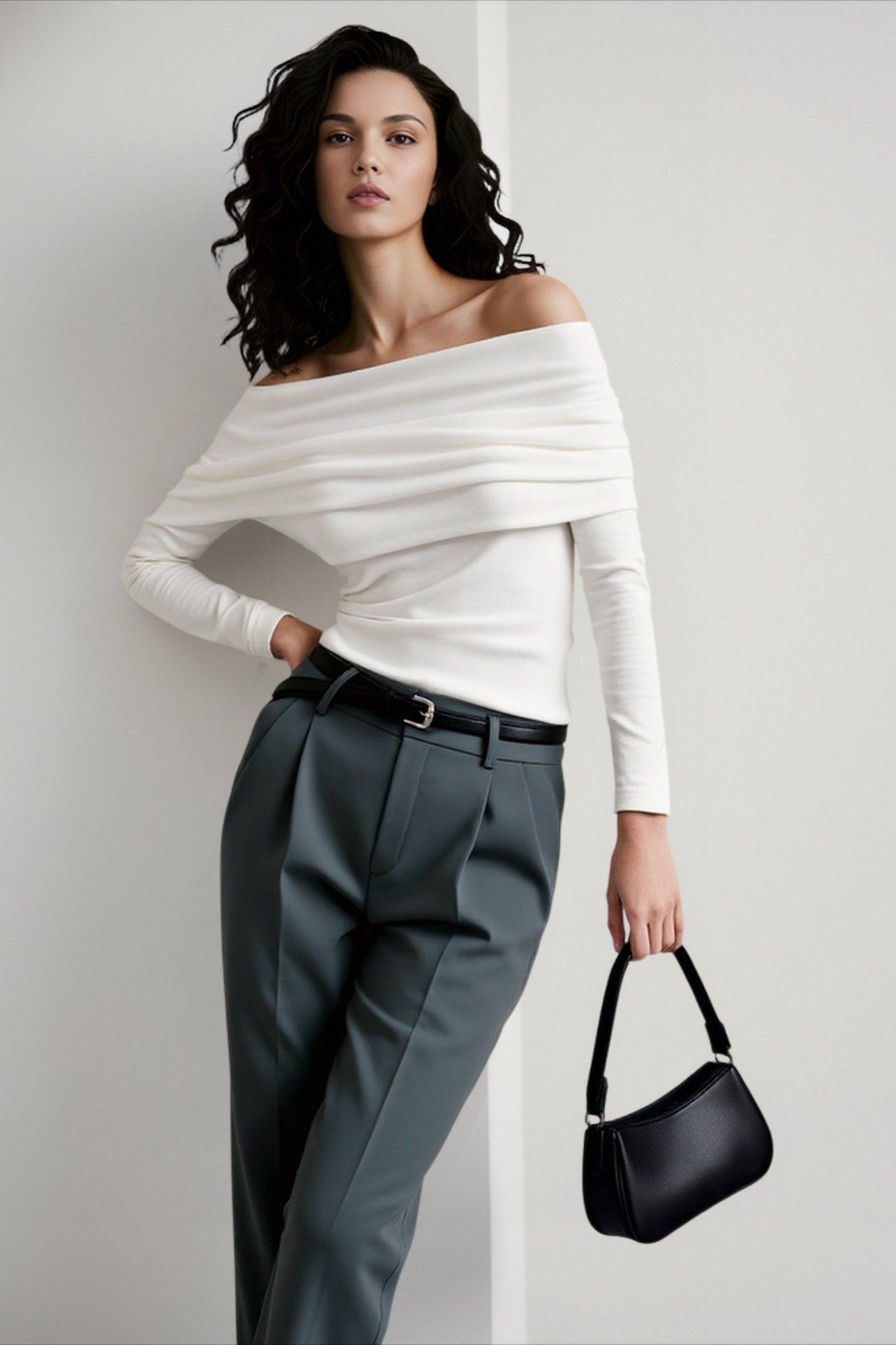 Off Shoulder Slim Knit Sweater Secondary image
