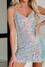 Cute  Sequin Spaghetti Strap Bodycon Mini Sequin Dress