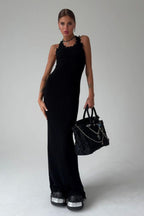 Distressed Slim Tank Top Knit Bodycon Maxi Sweater Dress