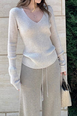 Elegant V-Neck Slim Fit Knit Top