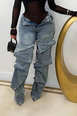 Detachable Snap High Waist Straight Jeans
