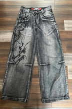 Vintage Washed Baggy Wide Leg Streetwear Jeans